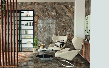 Aura Brown Pulido 120x280 cm. Pavimento Aura Brown Pulido 120x120 cm.